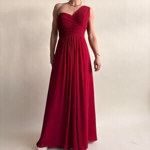 Copied - Bill Levkoff Red One-Shoulder Chiffon Gown - Size 10